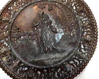 German Bronze Wall Hanging Plate