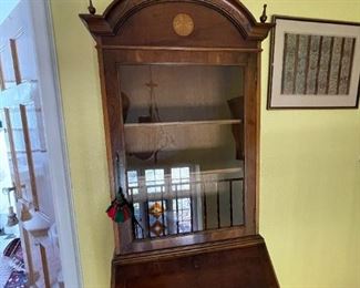Secretary bookcase desk , glass cabinet with 4 drawers