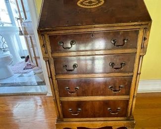 Secretary bookcase desk , glass cabinet with 4 drawers
