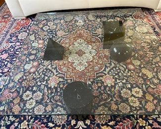 Art deco large square coffee table , geo shaped legs  