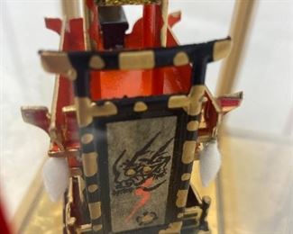Japanese Wooden Gion Festival Parade figure in wooden glass case