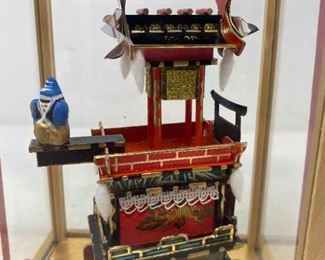 Japanese Wooden Gion Festival Parade figure in wooden glass case