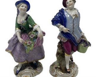 Porcelain figurines painted set of two
