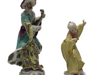 Painted ceramic asian figurines
