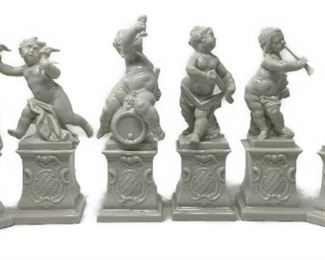 Porcelain cherub white figurines