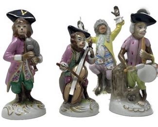 German porcelain monkey band figures