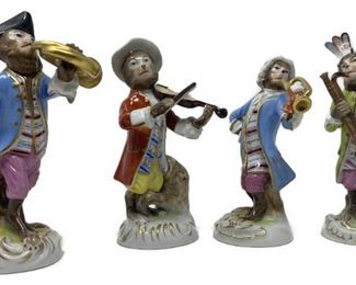 German porcelain monkey band figures