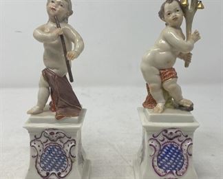  Porcelain colored and gilt decoration figurines with Impressed marks