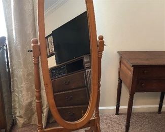 oak oval mirror