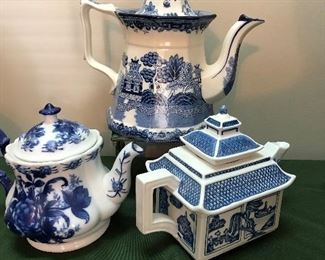 assorted blue willow style china