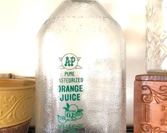 A & P grocery orange juice bottle