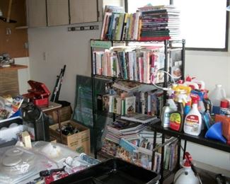 numerous books, rack, 