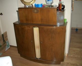 vintage art deco bar, lighted inside