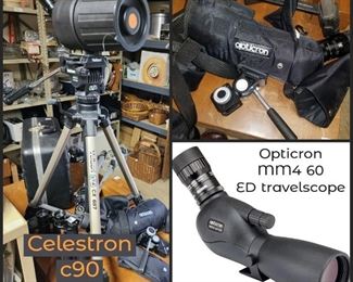 Birdwatching: Opticron MM4 60 ED travelscope with waterproof case, Celestron c90 telescope with tripod