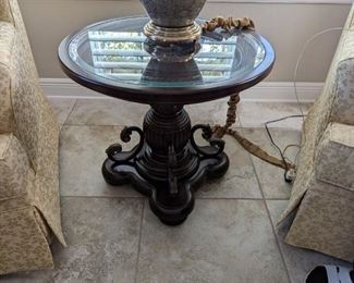 Round glass top end table
