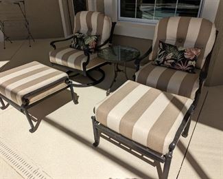 Metal patio chairs w/ottomans
