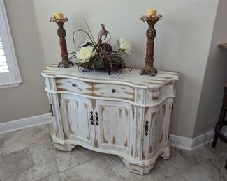 Distressed white sideboard