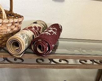 Sofa/Entry Table, Baskets, Rugs