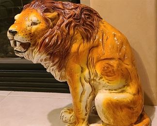 Vintage large italian pottery Lion figurine