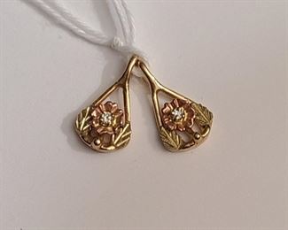10k yellow gold & rose gold earrings Jack's with tiny Diamonds