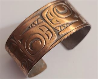 Vintage Northwest Native American copper cuff bracelet