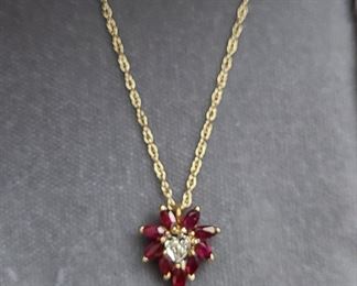 14k yellow gold & Ruby gemstone necklace