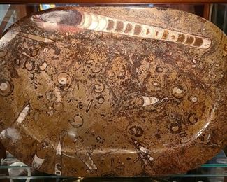 Jurassic Fossil Red Marble Platter