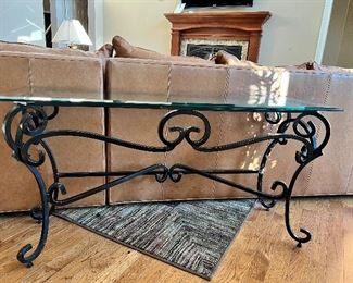 Glass top sofa table