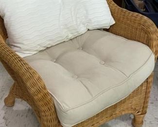 Wicker chair with cushions