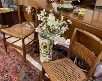 Antique chairs, ceramic umbrella stand, Spain