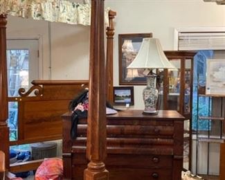 Antique bed, antique chest