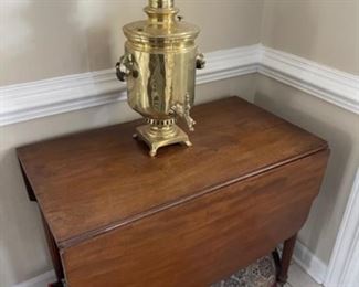 Pembroke table, Russian brass samovar