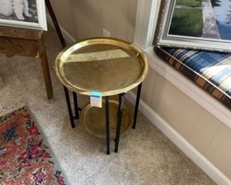 Two tiered brass table