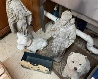 Outdoor statuary and planters