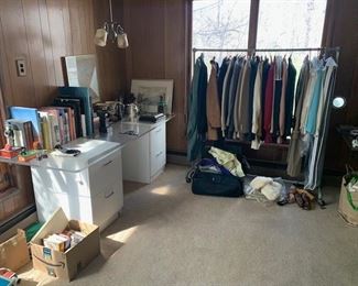 Assorted Clothing / File Cabinets - wood