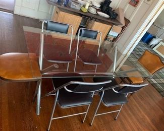 Silver Chrome and Glass Top Oblong Table 4 ft x 6 ft 