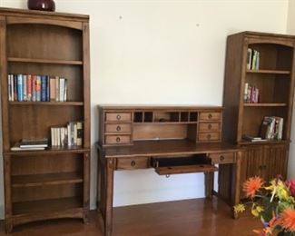Beautiful book shelves and a great computer desk! Excellent condition! These 3 Pieces will be sold individually.