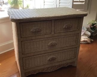 Beautiful authentic wicker chest of drawers.