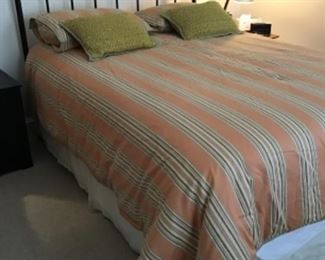 Queen size  Metal bed frame and headboard. Mattress is not included. Bed linens are also for sale.