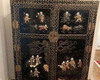 Black Lacquer Chinese Cabinet • (36”h x 24”w x 24”d ) d • $270 each (two available)