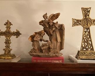 L to R
• Gilt Cross • 11 1/2”h • $19.50
• Gilt Nativity • 14 1/2”h • $33
• Gilt Cross • 15 1/2”h • $27