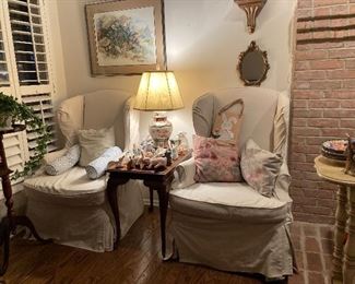 Wing Back Chairs • Showing Custom Slip Covers • $279 each