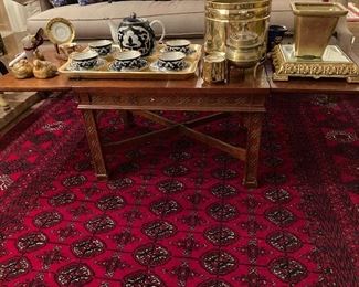 Extension Coffee Table • Mahogany • Chinese Fretwork Motif • 16 1/2”h x 32”w x 18”d • $129