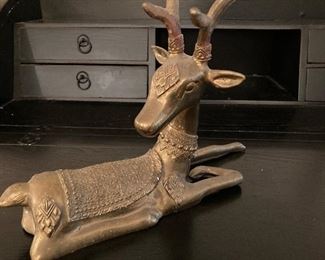 Solid Brass • Stag • Figurine • 10 1/2”h x 12 1/2”l x 4 1/2”w • $79.50