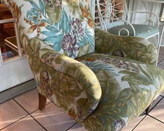 Upholstered • Floral Motif • Scroll Back • Arm Chair • $195
