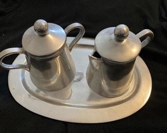 Pewter • Cream & Sugar • w/Underplate • $15