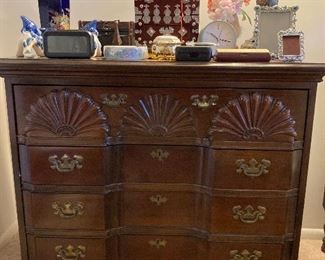 Four Drawer • Shell Motif • Chest • 32”h x 37”w x 16”d • $330 • (two available)