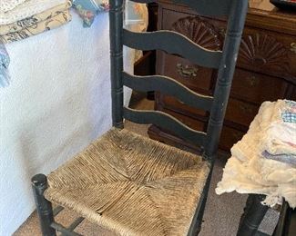 Antique • Rush Seat • Ladder Back • Chairs • $165 pair