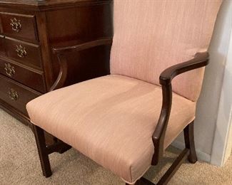 Shell Pink • Upholstered • Arm Chair • $189 each • (includes custom slip covers) • (two available)