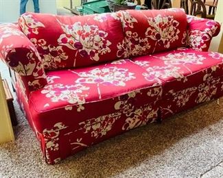 _____$395 
Floral sofa reds by LOWE upholstery Mobile AL 86Lx 39Tx 41D